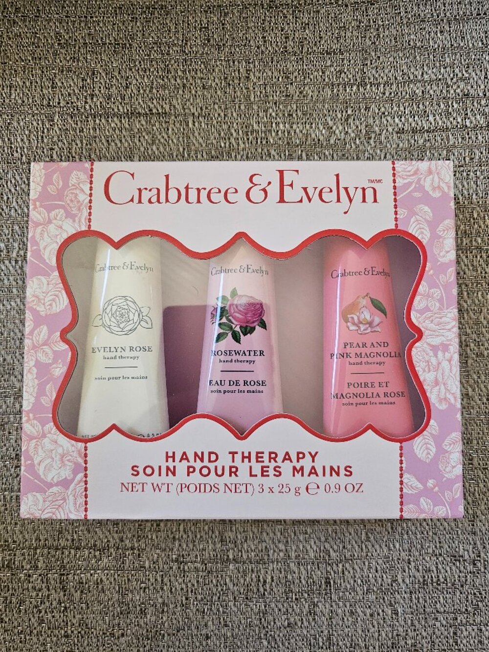 Crabtree & Evelyn Hand Therapy 3-Pc Gift Set Rosewater Evelyn Rose Magnolia NEW